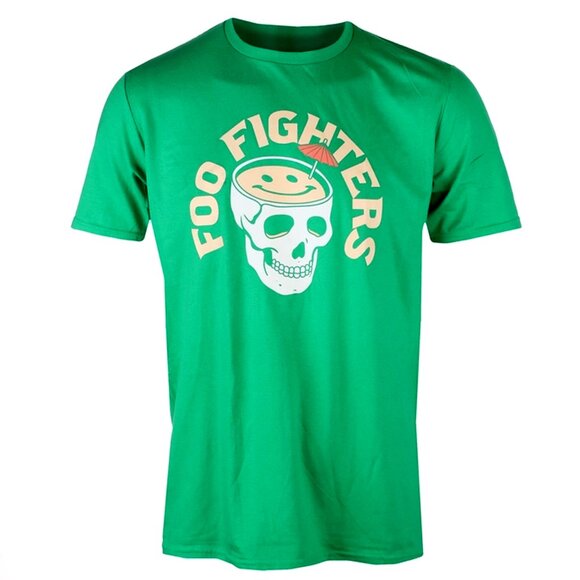 Foo Fighter Skull cocktail tshirt size medium green Dave Grohl FF band tee shirt - Picture 4 of 6